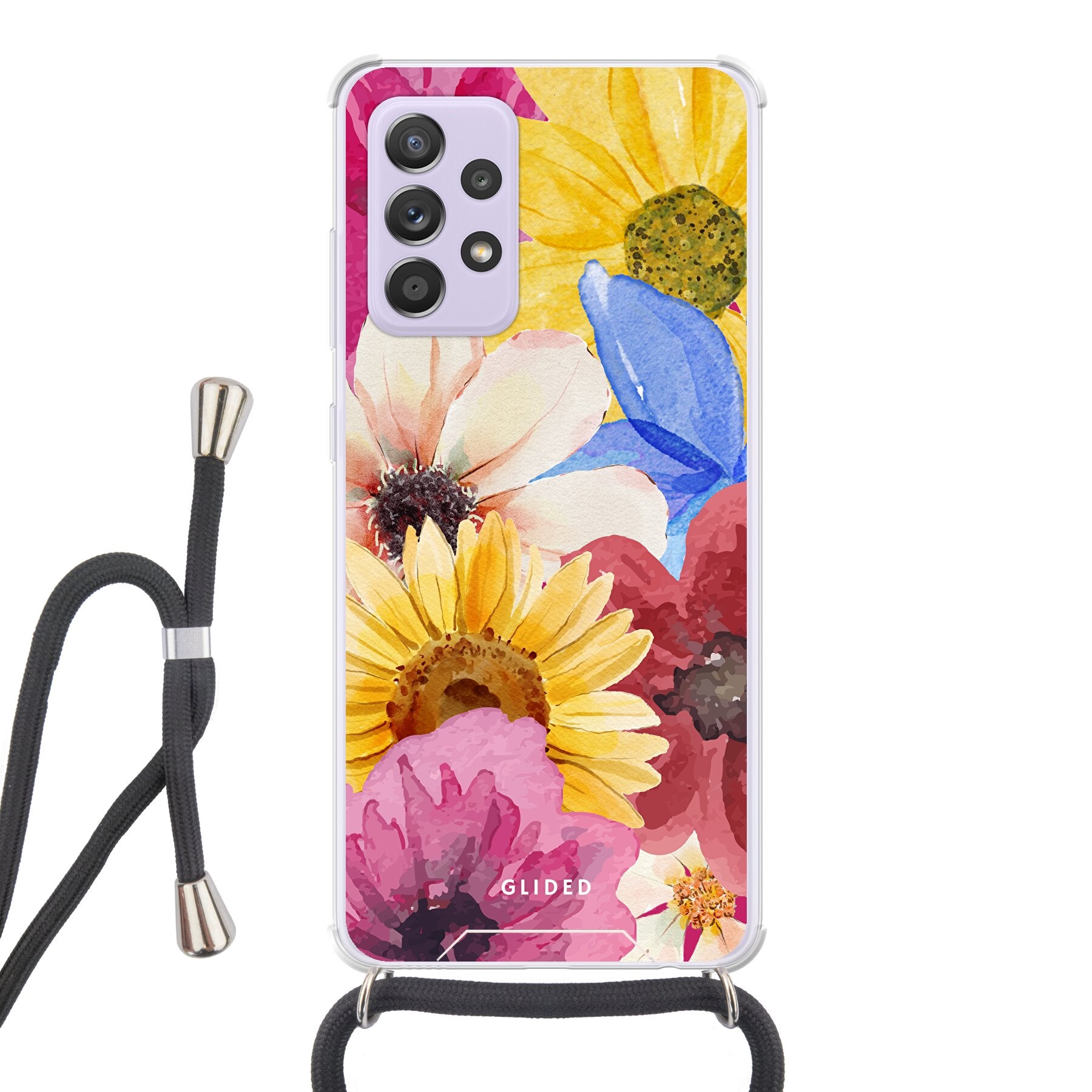 Bouquet Handyhülle für Samsung Galaxy A52 mit bunten Blumenmotiven, die stilvollen Schutz bietet.